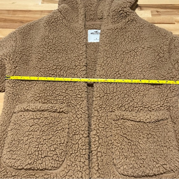 Hollister Oversized Tan Sherpa Fleece Cozy Hooded Jacket - Size Small - Picture 7 of 12